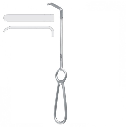 [FC.038.220|--|F59-875-22R|R59-875-22R] Retractor chin osteotomy Arnett 45x6.5mm, 220mm